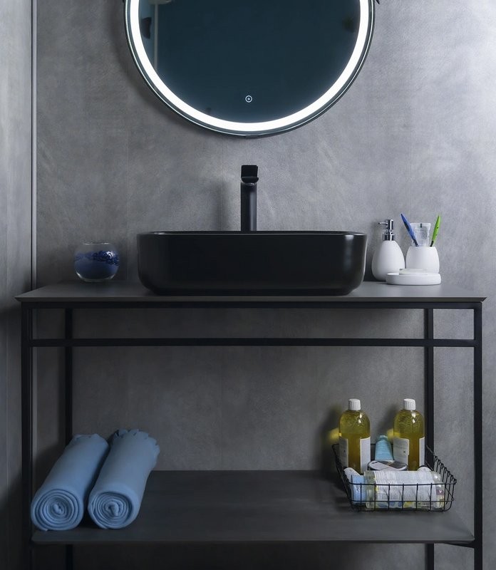 Накладная раковина GID Geometrico Bm1304 50 матовая черная, прямоугольная, фаянс