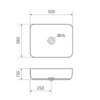 Накладная раковина GID Geometrico Bm1304 50 матовая черная, прямоугольная, фаянс