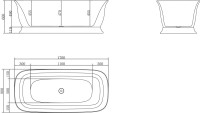Акриловая ванна BelBagno BB400-1700-800 без опоры 170x80 см, отдельностоящая, белая, овальная, со сливом-переливом
