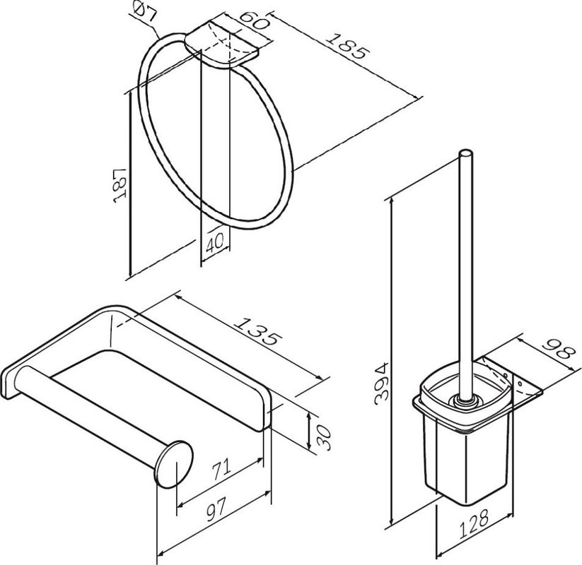 Набор Полотенцедержатель AM.PM Inspire V2.0 A50A34400 + Ершик A50A33400 + Держатель A50A34100