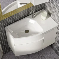 Тумба с раковиной Belux Токио 80 L подвесная, белая глянцевая
