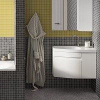 Тумба с раковиной Belux Токио 80 L подвесная, белая глянцевая