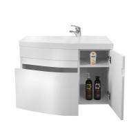 Тумба с раковиной Belux Токио 80 L подвесная, белая глянцевая