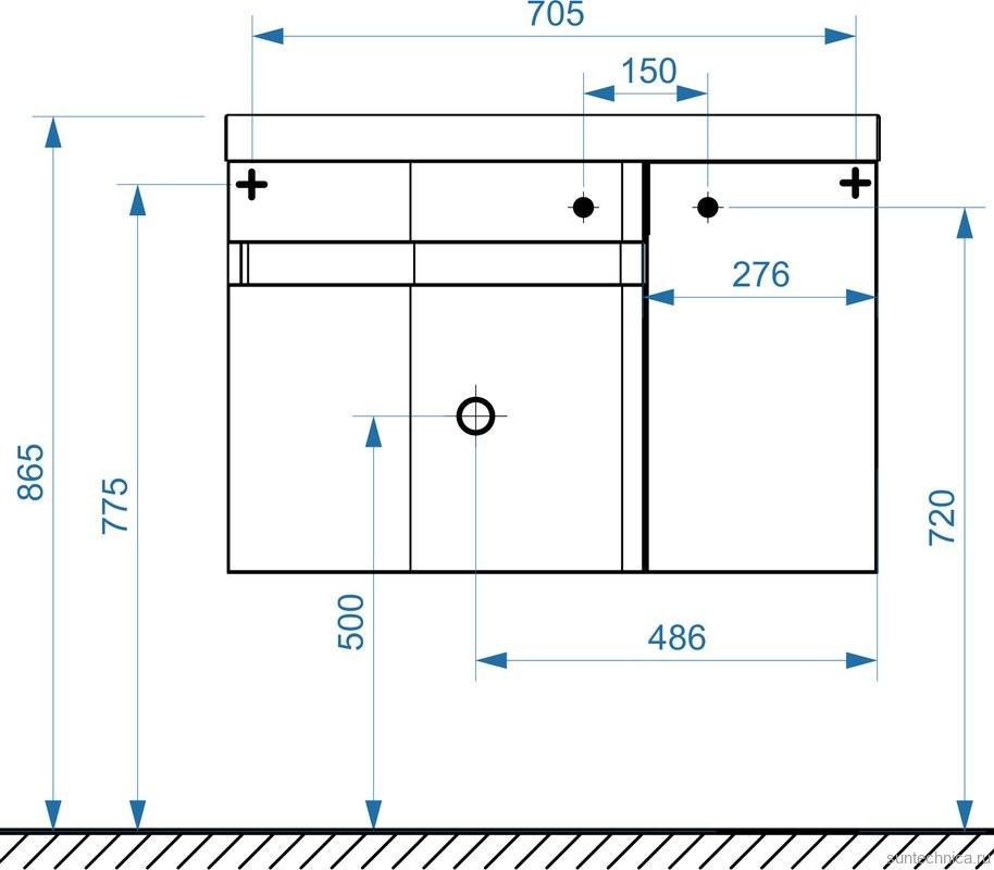 Тумба с раковиной Belux Токио 80 L подвесная, белая глянцевая
