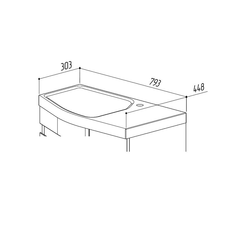 Тумба с раковиной Belux Токио 80 L подвесная, белая глянцевая