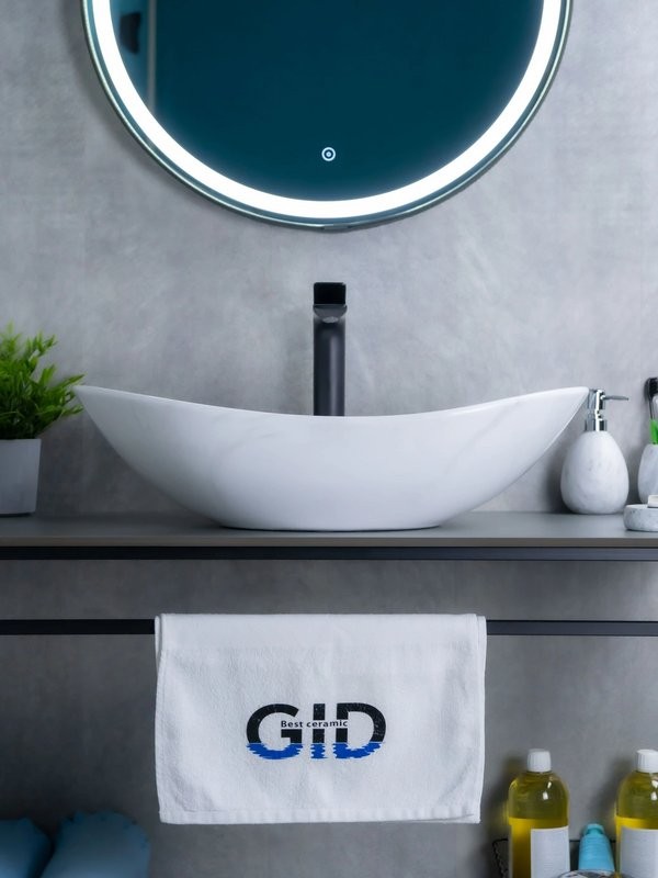 Накладная раковина GID Lago Ws9811 61 под глянцевый камень, овальная, фаянс