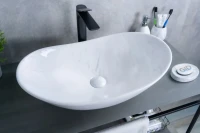 Накладная раковина GID Lago Ws9811 61 под глянцевый камень, овальная, фаянс