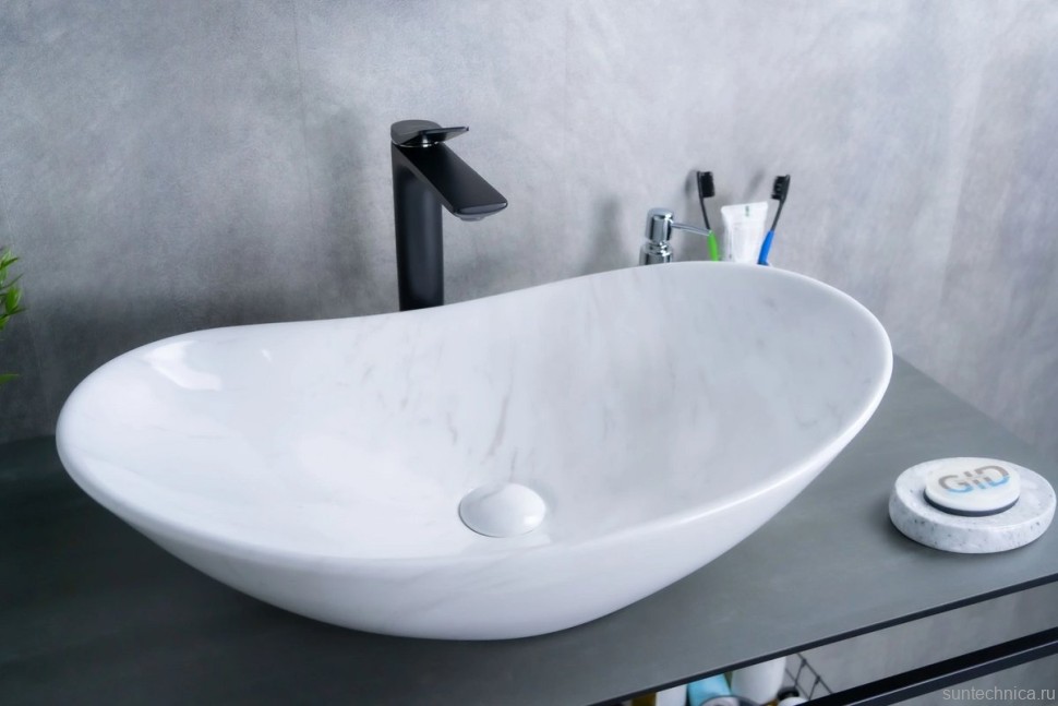 Накладная раковина GID Lago Ws9811 61 под глянцевый камень, овальная, фаянс