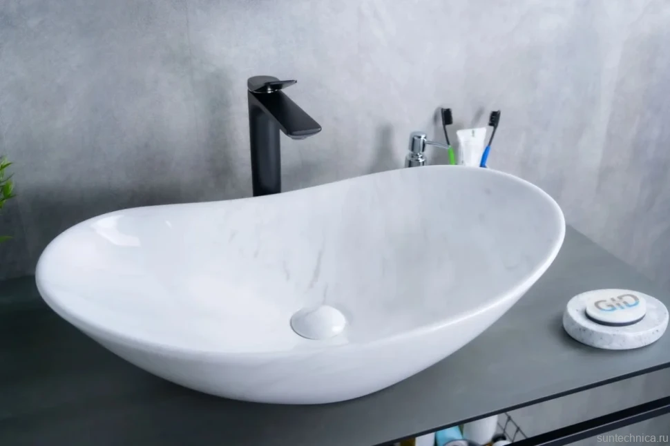 Накладная раковина GID Lago Ws9811 61 под глянцевый камень, овальная, фаянс