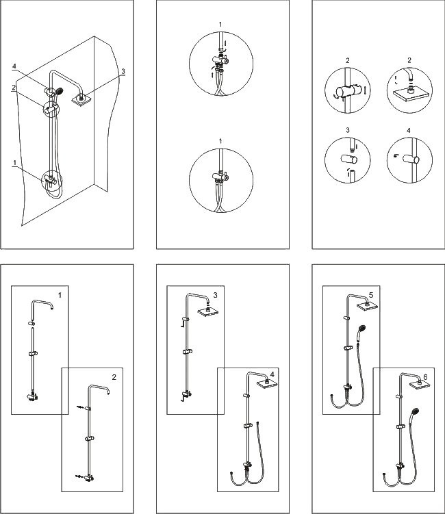 Душевой комплект Термостат Wasserkraft Berkel 4811 для ванны с душем + Стойка A017