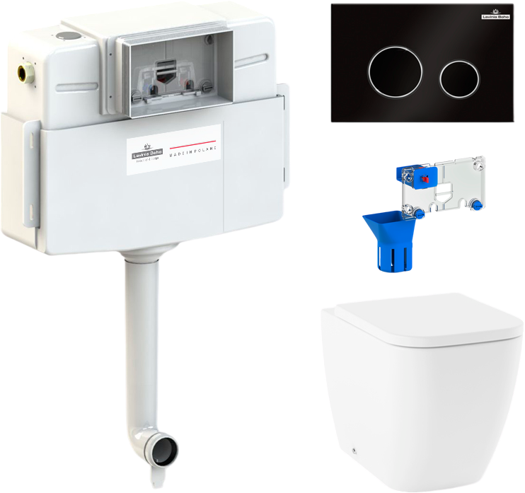 Комплект Lavinia Boho Унитаз приставной One 33024060 + Крышка-сиденье One 33290200 с микролифтом + Бачок скрытого монтажа RelFix 38020010 + Кнопка RelFix 380502MB + Дозатор RelFix 38040010