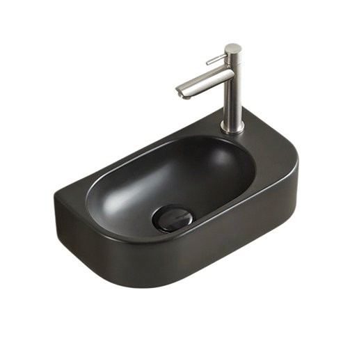 Раковина маленькая в туалет GID Suspendido Bm9274L 40 матовая черная, прямоугольная, фаянс