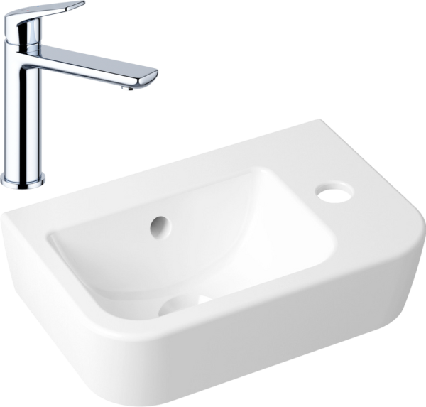 Комплект Раковина маленькая Lavinia Boho One 33310001R + Смеситель Wellsee ICON! for life 182301000 хром