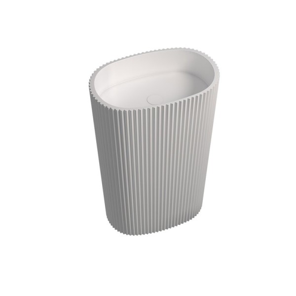 Раковина напольная Abber Stein AS2502-H 55 матовая белая, овальная, моноблок, искусственный камень