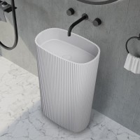 Раковина напольная Abber Stein AS2502-H 55 матовая белая, овальная, моноблок, искусственный камень