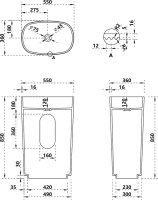 Раковина напольная Abber Stein AS2502-H 55 матовая белая, овальная, моноблок, искусственный камень