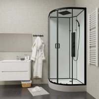 Душевая кабина Parly Ami 90x90, профиль черный