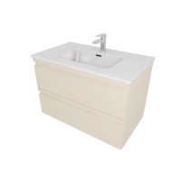 Тумба с раковиной AQUATEK Вега 80 подвесная, 2 ящика, капучино светлый