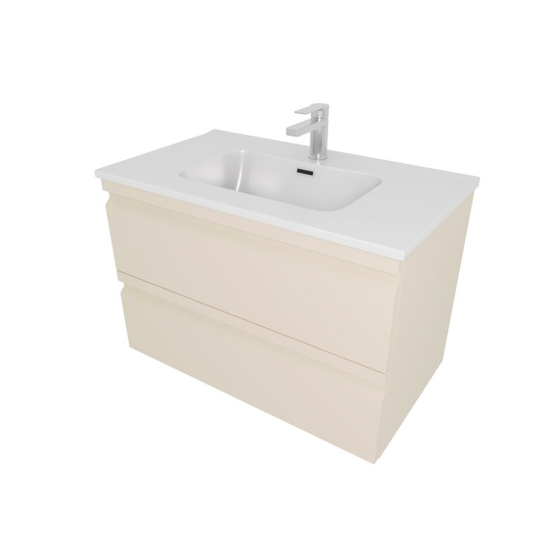 Тумба с раковиной AQUATEK Вега 80 подвесная, 2 ящика, капучино светлый