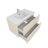 Тумба с раковиной AQUATEK Вега 80 подвесная, 2 ящика, капучино светлый