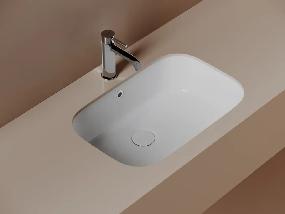 Раковина встраиваемая снизу Ceramicanova Era CN15006 57 глянцевая белая, прямоугольная