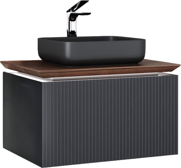 Тумба под раковину Jorno Strong 80, с подсветкой, антрацит