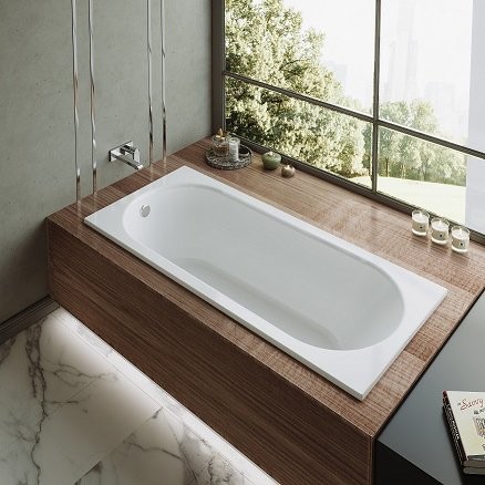 Акриловая ванна Alex Baitler Baikal 140x70 см, встраиваемая, белая, с экраном
