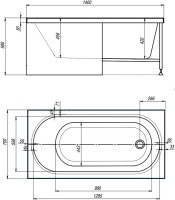 Акриловая ванна Alex Baitler Baikal 140x70 см, встраиваемая, белая, с экраном