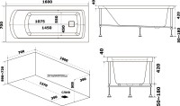 Акриловая ванна Bas Аякс 160x70 см, пристенная, белая, с каркасом