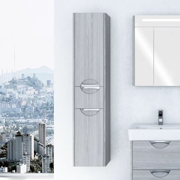 Шкаф пенал для ванной AQUATON Сильва L дуб фьорд, с бельевой корзиной