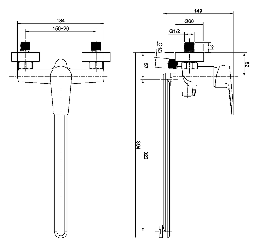 Смеситель с длинным изливом для ванны Olive'S Tieso 26221TSB черный