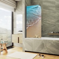 Шторка на ванну Maybahglass MGV-929-ФП009-6 70 см, профиль черный