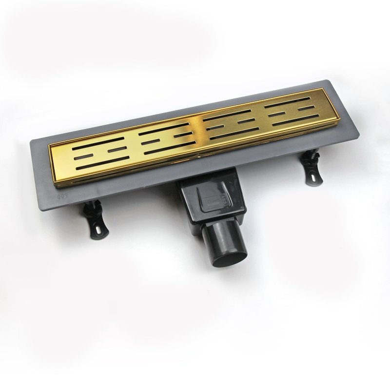 Душевой трап (лоток) RGW Drain Leo 30Gb 40 см, решетка золото brush, с сифоном