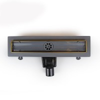 Душевой трап (лоток) RGW Drain Leo 30Gb 40 см, решетка золото brush, с сифоном