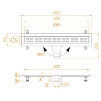 Душевой трап (лоток) RGW Drain Leo 30Gb 40 см, решетка золото brush, с сифоном