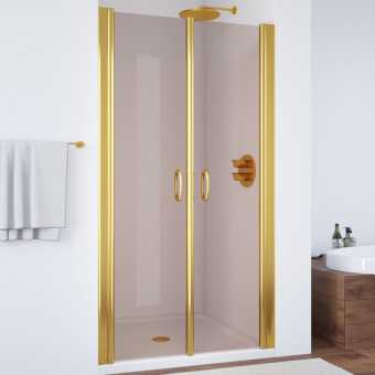 Душевая дверь в нишу Vegas Glass E2P 90 09 05 профиль золото, стекло бронза