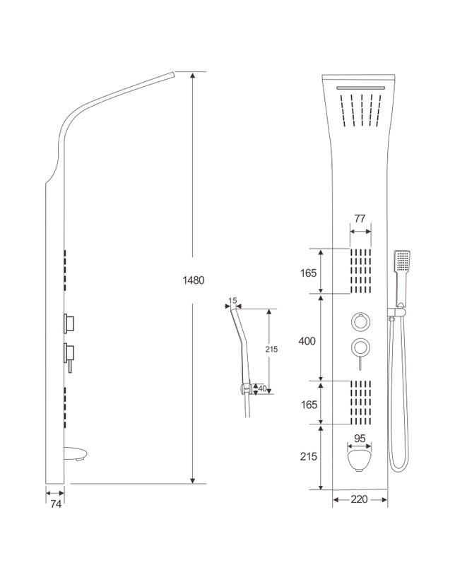Душевая панель Ceruttispa Virginia BR CT9983 матовая нержавеющая сталь