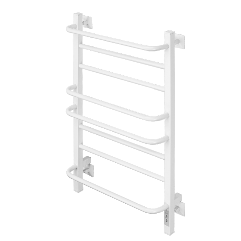 Полотенцесушитель электрический Comfysan Puro-K EC-8 80x45 см, скрытое подключение справа, слева, матовый белый, лесенка, из стали, с полкой