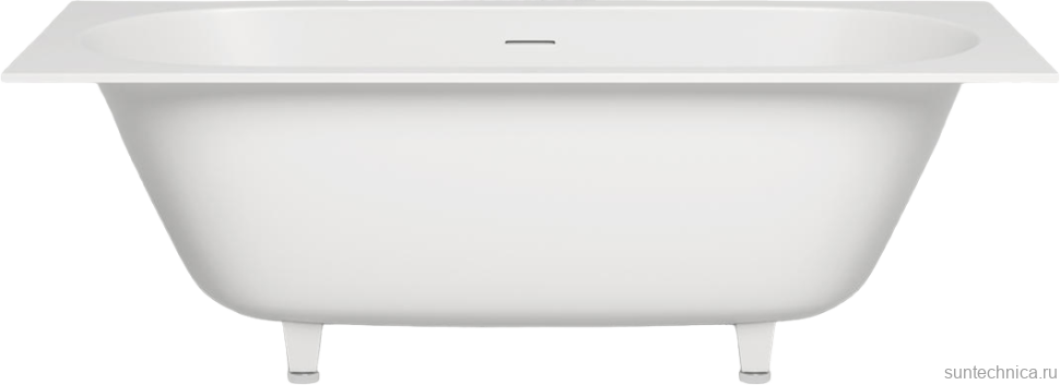 Ванна из искусственного камня Salini Ornella Axis Kit S-Sense 180x80 см, встраиваемая, матовая белая, на ножках, со сливом-переливом