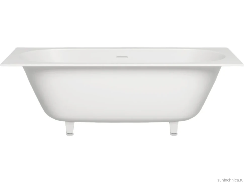 Ванна из искусственного камня Salini Ornella Axis Kit S-Sense 180x80 см, встраиваемая, матовая белая, на ножках, со сливом-переливом