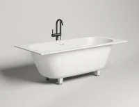Ванна из искусственного камня Salini Ornella Axis Kit S-Sense 180x80 см, встраиваемая, матовая белая, на ножках, со сливом-переливом