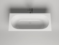 Ванна из искусственного камня Salini Ornella Axis Kit S-Sense 180x80 см, встраиваемая, матовая белая, на ножках, со сливом-переливом