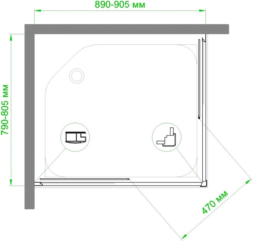 Душевой уголок Royal Bath HPD RB 8090 HPD-C 90x80