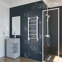 Полотенцесушитель электрический Grota Costa 430х1000 RAL9016 EL 100x45 см, подключение справа, слева, скрытое подключение справа, матовый белый, лесенка, из стали