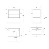 Тумба с раковиной Art&Max Family-M 75 подвесная, bourbon oak