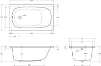 Акриловая ванна Cezares Eco 120x70 см, пристенная, белая, на ножках
