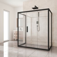 Душевой уголок Kubele DE019 R3U-CLN-BLMT 140х90 см, профиль матовый черный