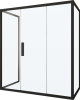Душевой уголок Kubele DE019 R3U-CLN-BLMT 140х90 см, профиль матовый черный