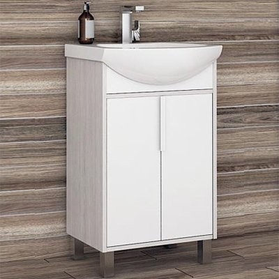 Тумба под раковину AQUATON Рико 50 белая, ясень фабрик