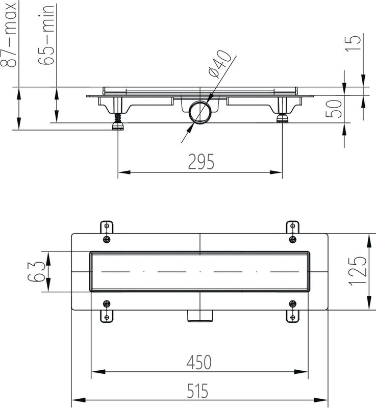 Душевой трап (лоток) MCH Chudej Drops CH450D 45 см, решетка хром, с сифоном